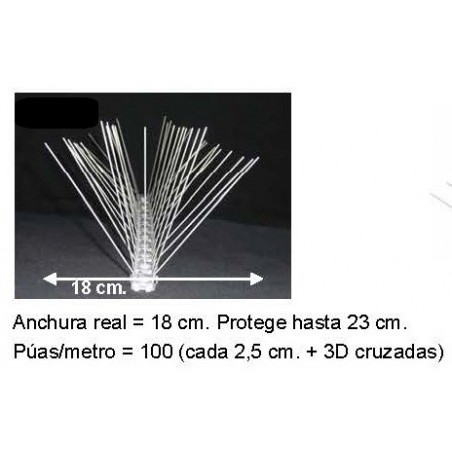 Pinchos Palomas Acero Protecc 23 cm.    Precio por metro